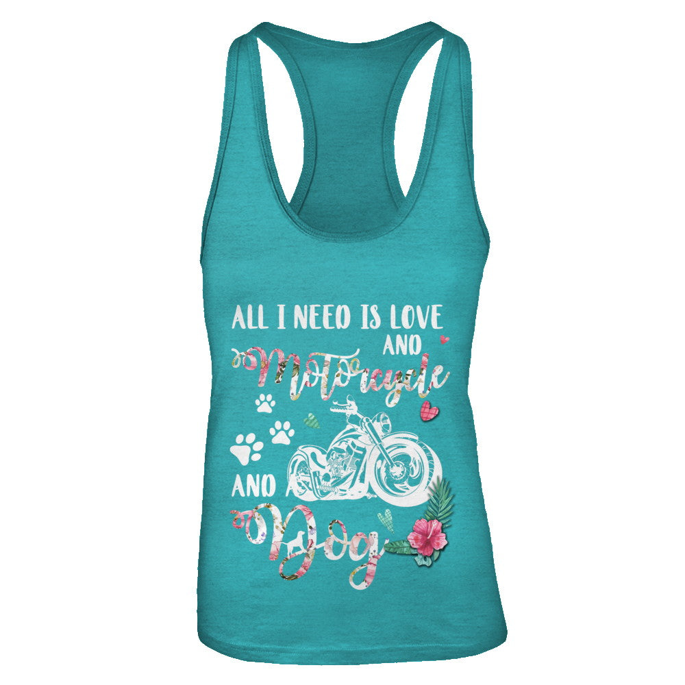 All I Need Is Love And A Motorcycle And A Dog T-Shirt & Tank Top | Teecentury.com