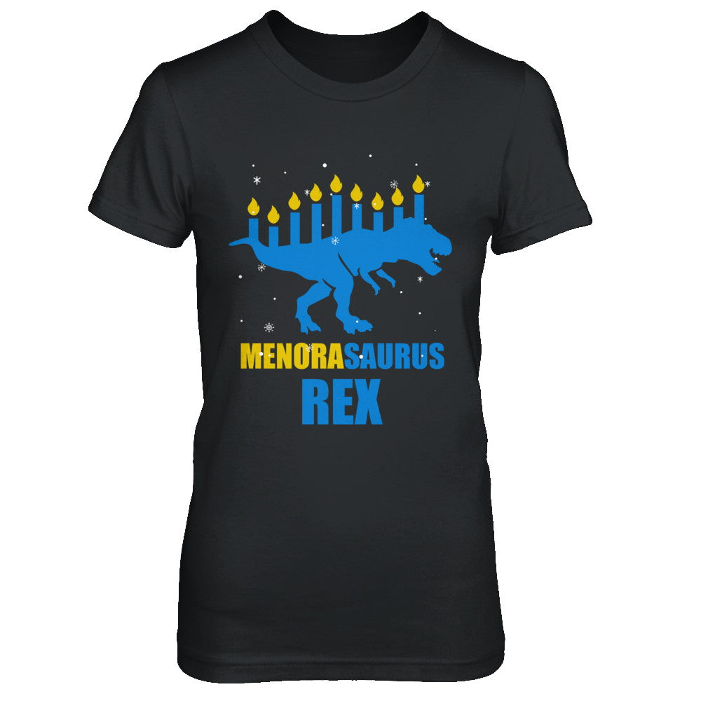 Hanukkah Dinosaur Tyrannosaurus Rex Menorah Menorasaurus T-Shirt & Sweatshirt | Teecentury.com
