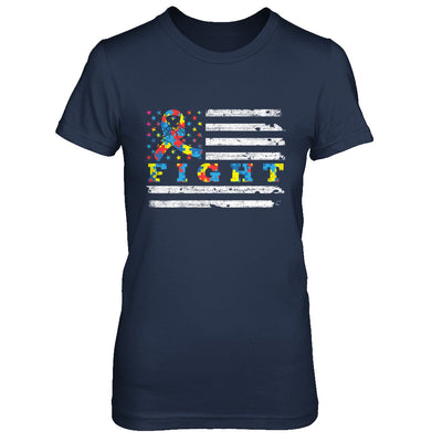 Fight Autism Ribbon US Flag Autism Awareness T-Shirt & Hoodie | Teecentury.com