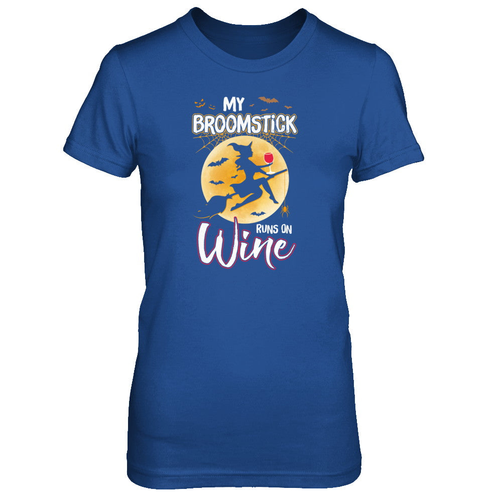 Funny Halloween My Broomstick Runs On Wine Witch T-Shirt & Tank Top | Teecentury.com