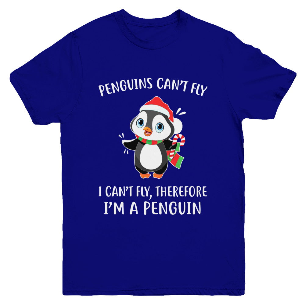 Funny Penguin I Can't Fly Christmas Gift Youth Youth Shirt | Teecentury.com