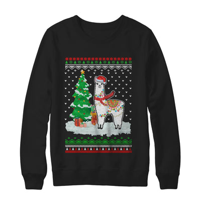 Xmas Alpaca Llama Santa Hat Ugly Christmas Sweater T-Shirt & Sweatshirt | Teecentury.com