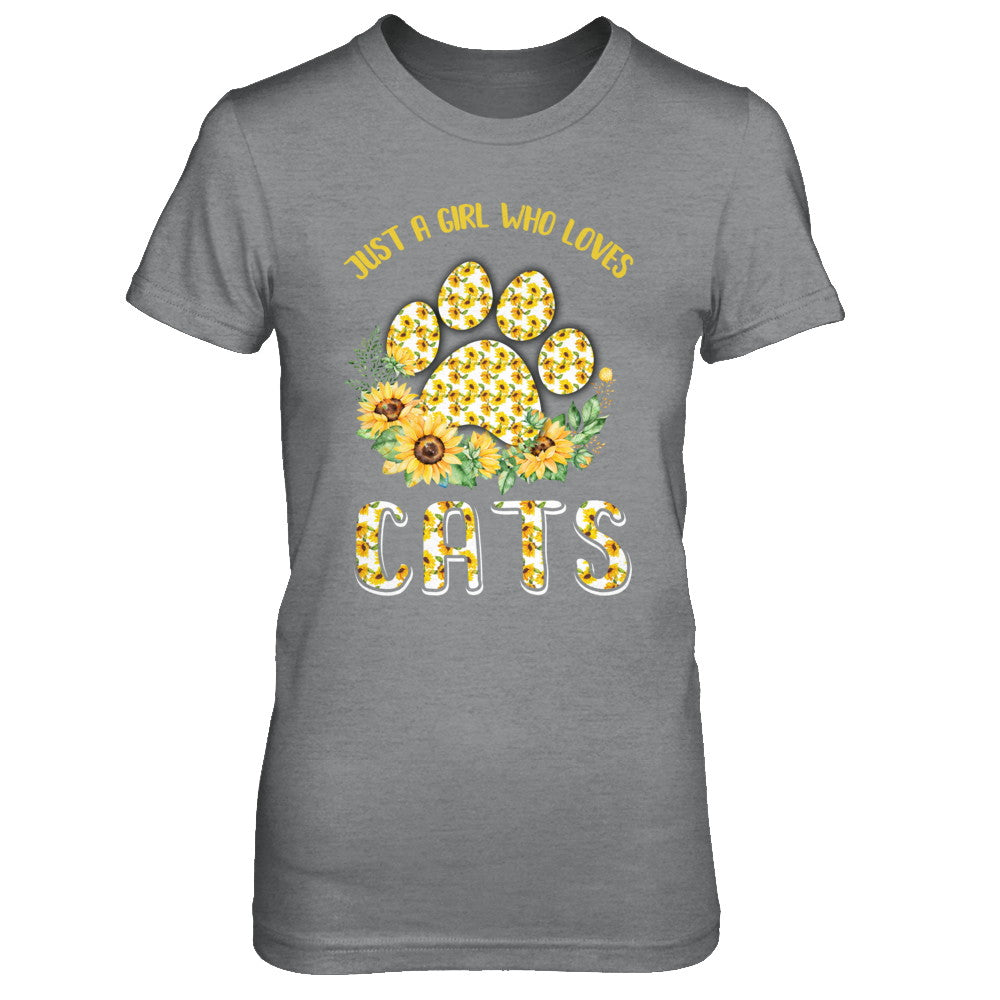 Just A Girl Who Loves Cats And Sunflowers T-Shirt & Hoodie | Teecentury.com