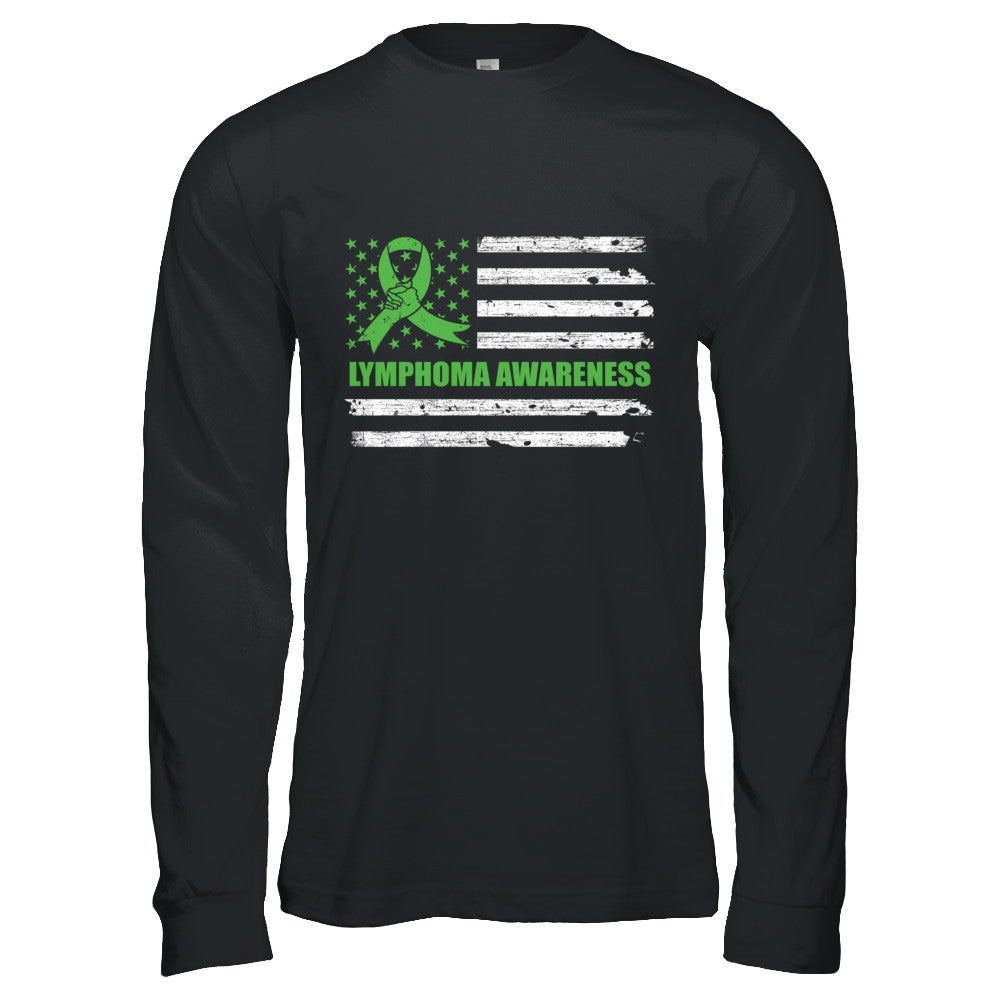 Green Ribbon Lymphoma Awareness US Flag T-Shirt & Hoodie | Teecentury.com
