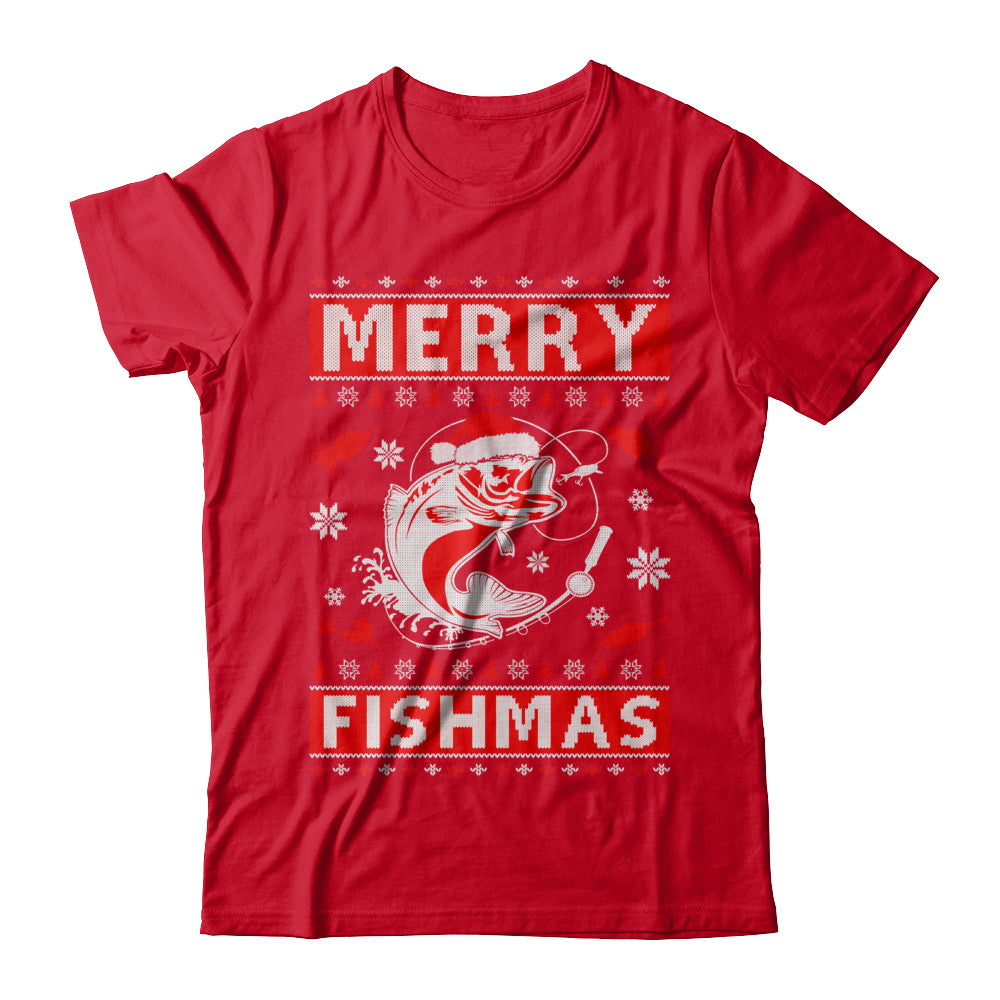 Merry Fishmas Fishing Fish Christmas Sweater T-Shirt & Sweatshirt | Teecentury.com