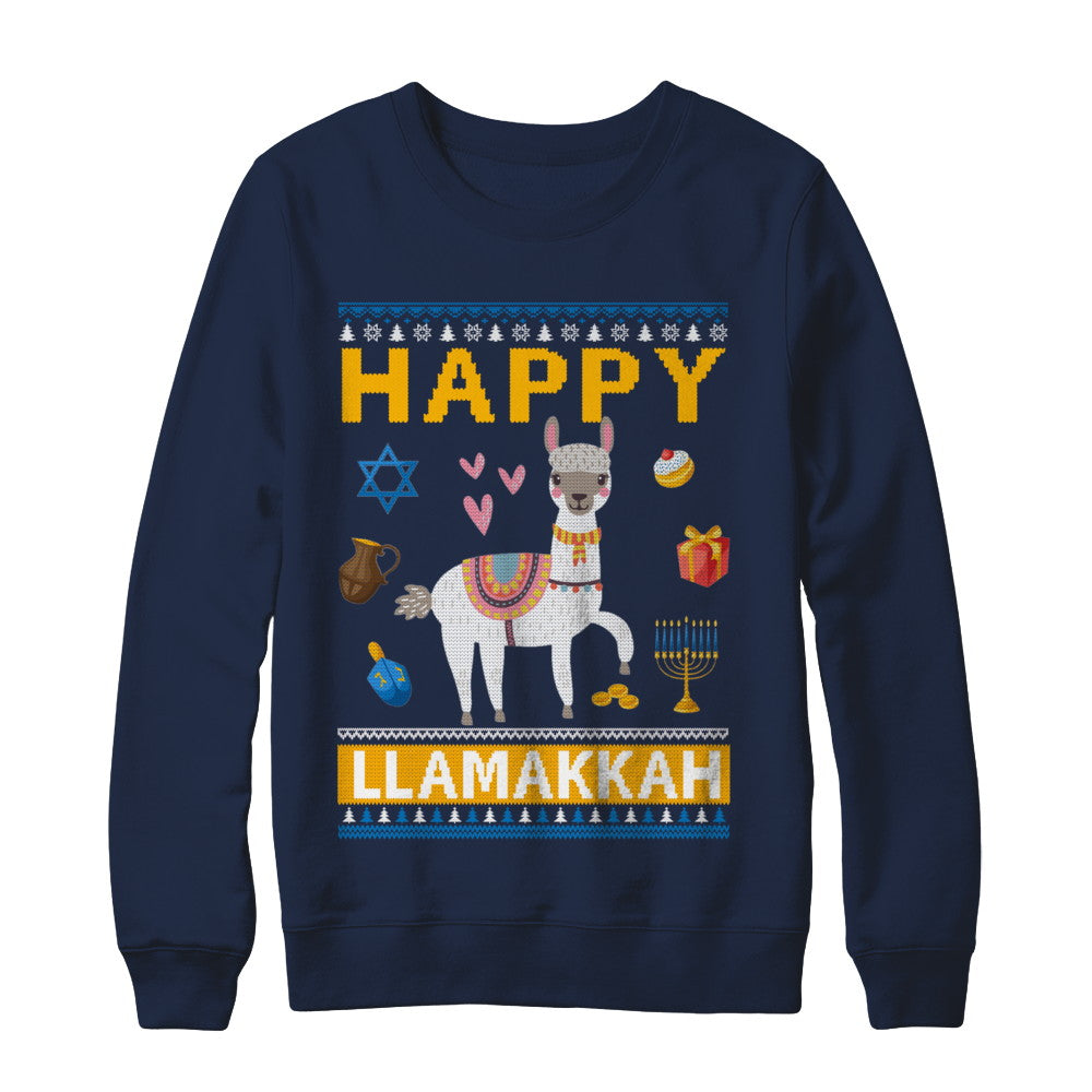 Happy Llama Llamakkah Hanukkah Ugly Sweater T-Shirt & Sweatshirt | Teecentury.com