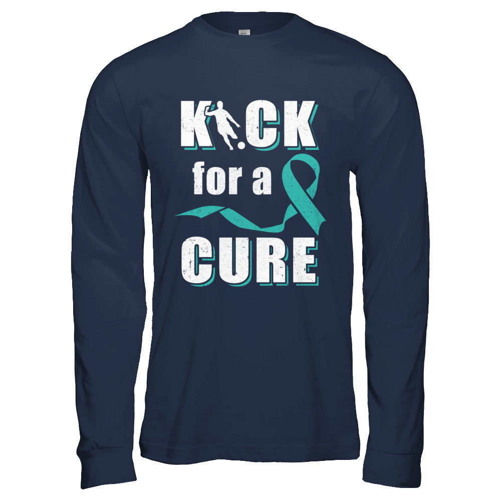 Kick For A Cure Soccer Teal Ovarian Cancer Awareness T-Shirt & Hoodie | Teecentury.com
