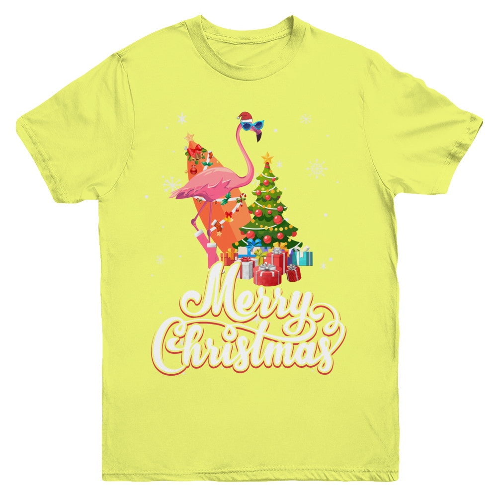 Flamingo Christmas Gift Merry Christmas Flamingo Youth Youth Shirt | Teecentury.com