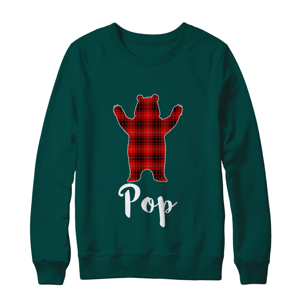 Red Pop Bear Buffalo Plaid Family Christmas Pajamas T-Shirt & Sweatshirt | Teecentury.com