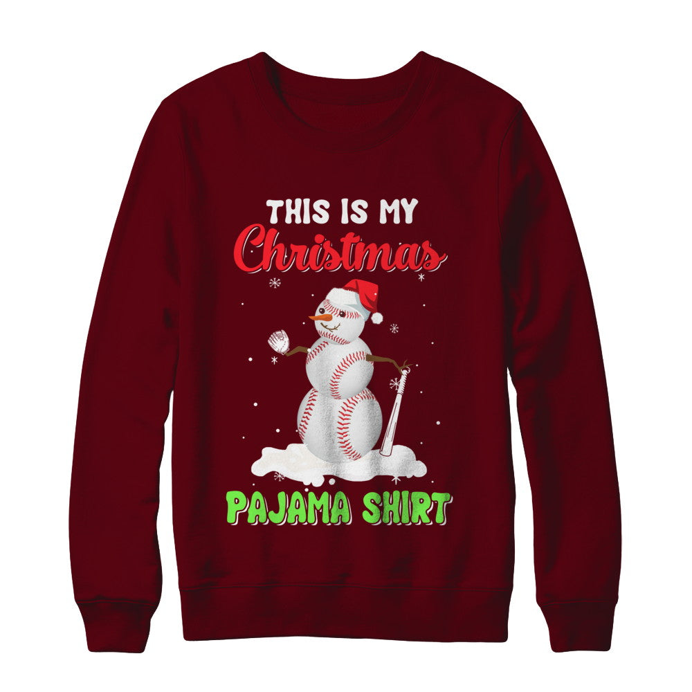 This Is My Christmas Pajama Xmas Snowman Baseball T-Shirt & Sweatshirt | Teecentury.com
