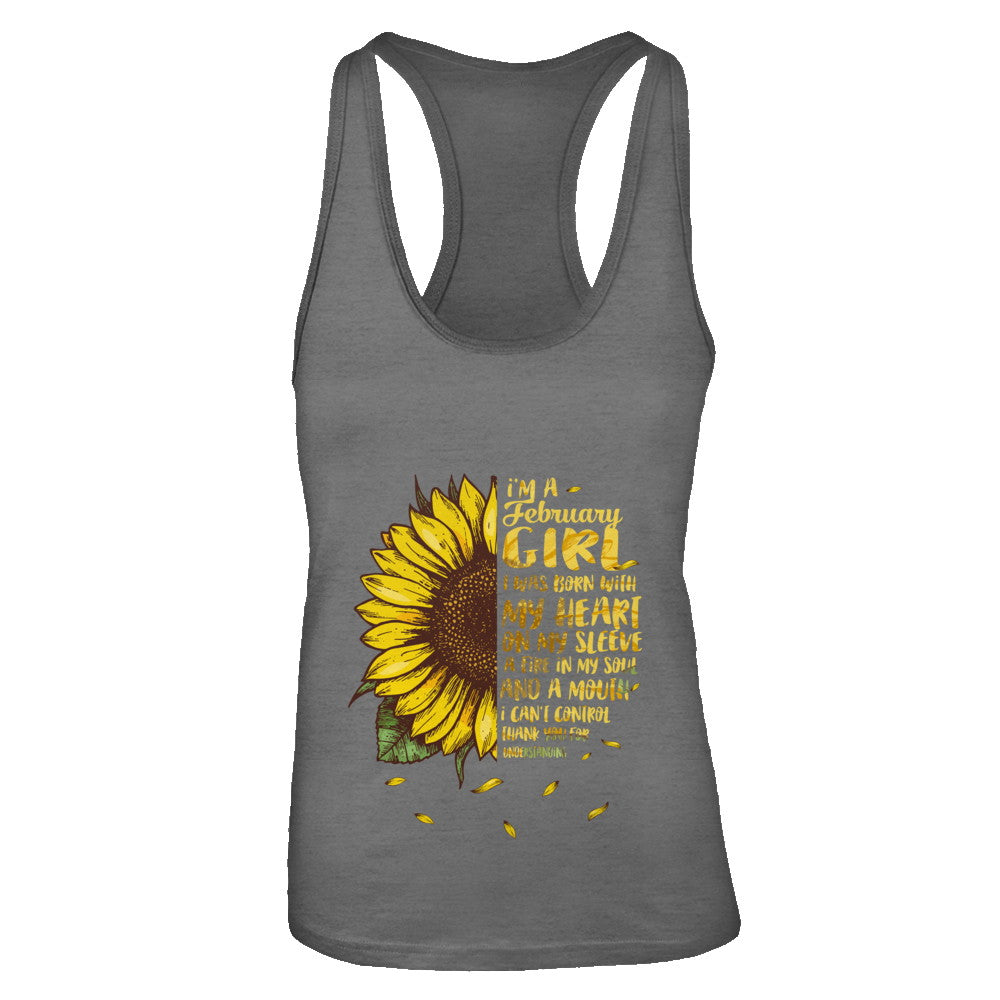 I Am A February Girl Birthday Gifts Sunflower T-Shirt & Tank Top | Teecentury.com