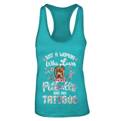Just A Woman Who Loves Pitbulls And Has Tattoos T-Shirt & Tank Top | Teecentury.com