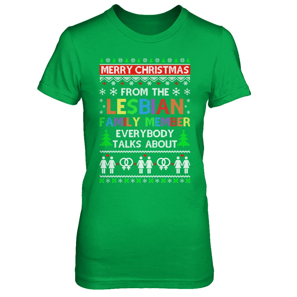 LGBT Merry Christmas From Lesbian Aunt Family Ugly Sweater T-Shirt & Sweatshirt | Teecentury.com
