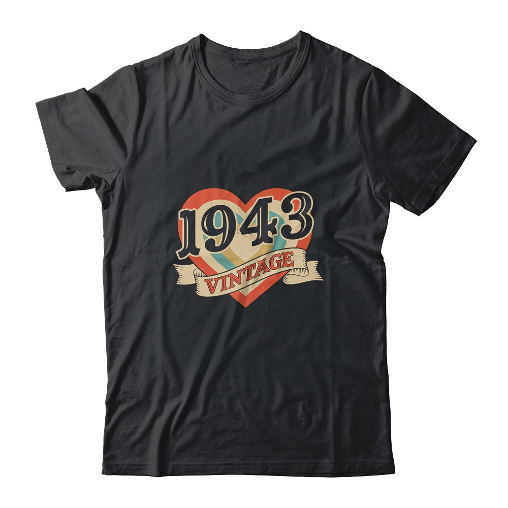 79th Birthday Gifts Classic Retro Heart Vintage 1943 T-Shirt & Tank Top | Teecentury.com