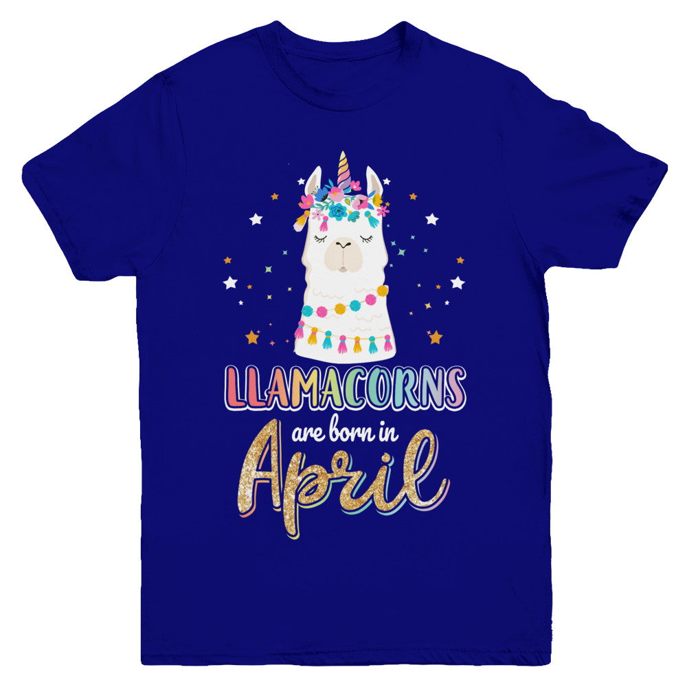 Llama Unicorn Llamacorns Born In April Birthday Gift Youth Youth Shirt | Teecentury.com