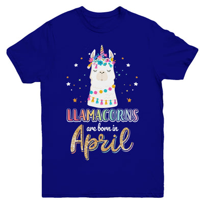 Llama Unicorn Llamacorns Born In April Birthday Gift Youth Youth Shirt | Teecentury.com