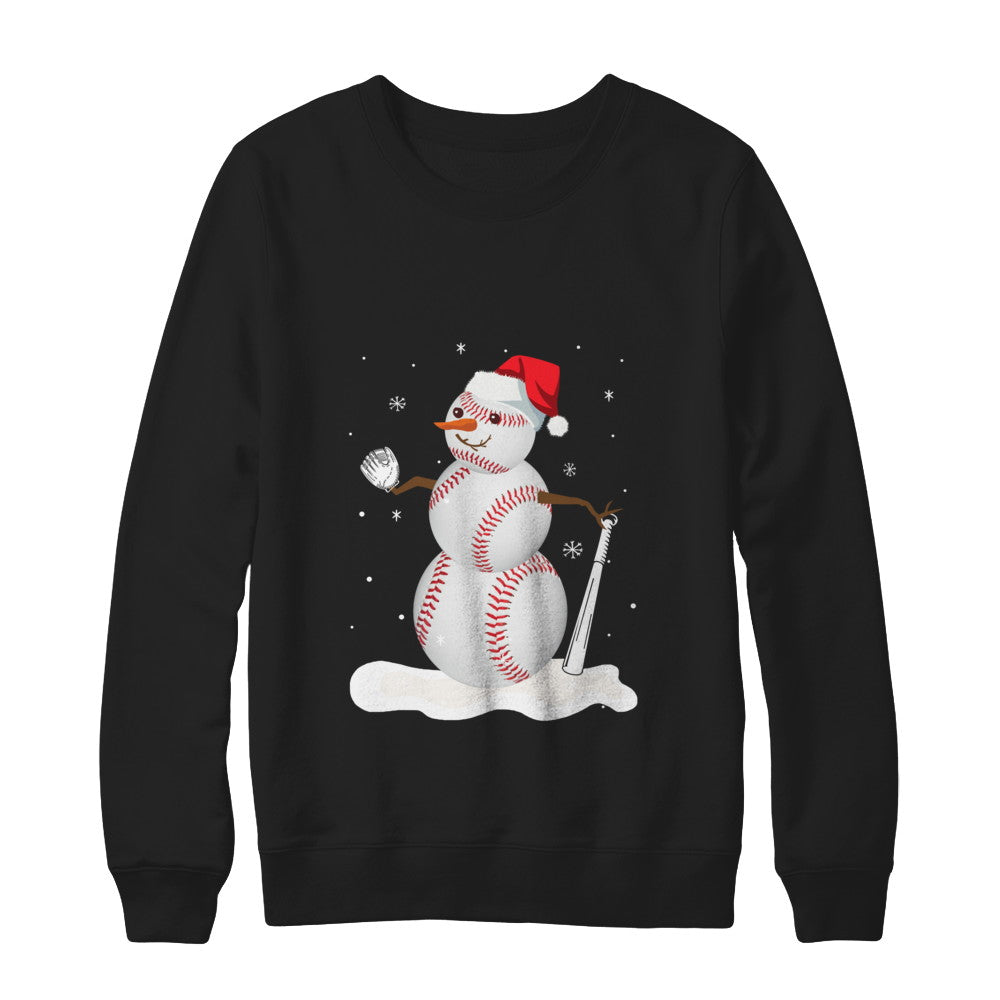 Christmas Baseball Snowman Christmas T-Shirt & Sweatshirt | Teecentury.com