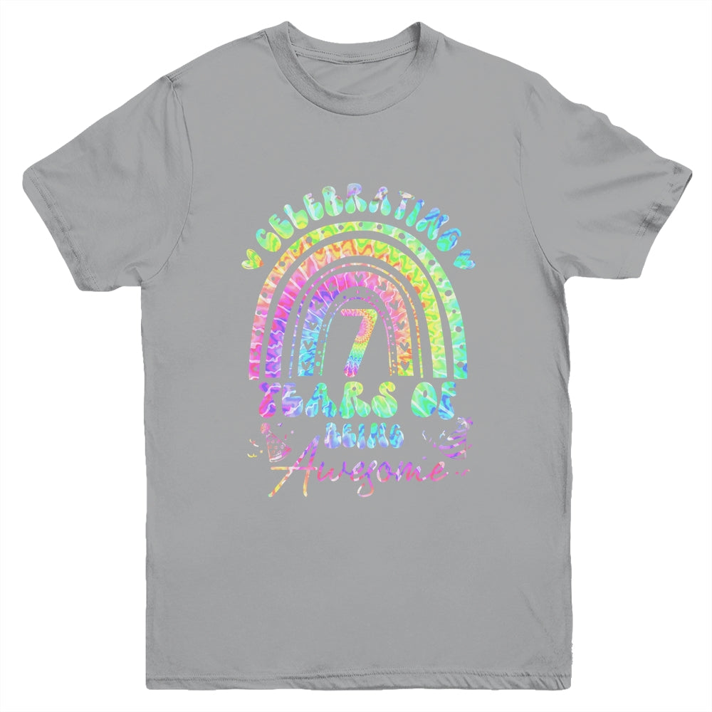 7 Years Of Being Awesome 7th Birthday Girl Tie Dye Youth Shirt | teecentury