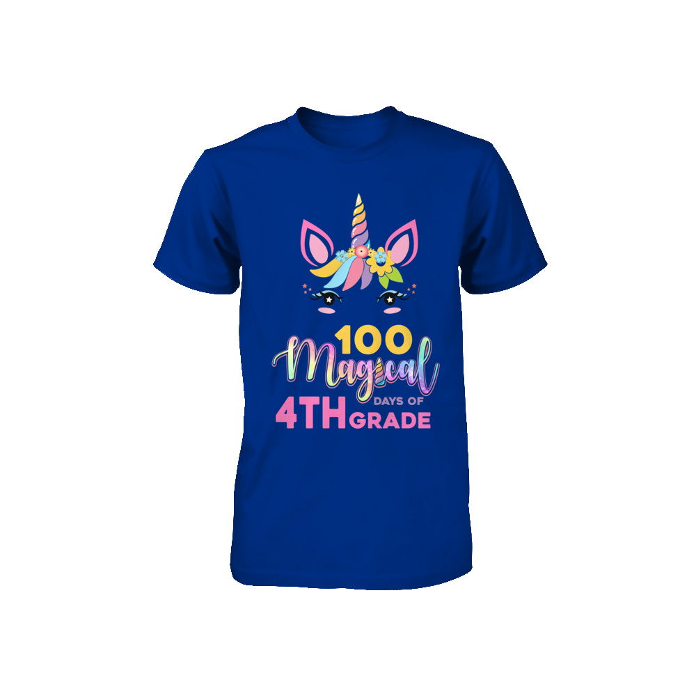 100 Magical Days Of 4Th Grade School Unicorn Girl Gift Youth Youth Shirt | Teecentury.com