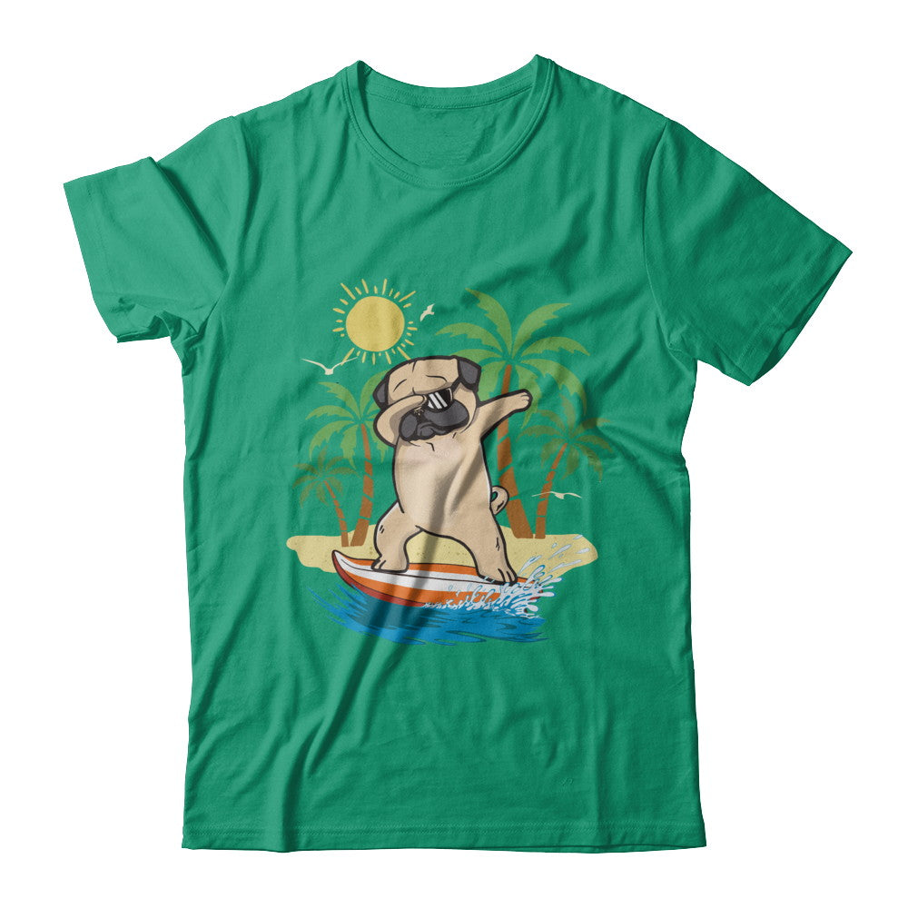 Summer Vacation Dabbing Pug Surfing Surfboard Gift T-Shirt & Hoodie | Teecentury.com