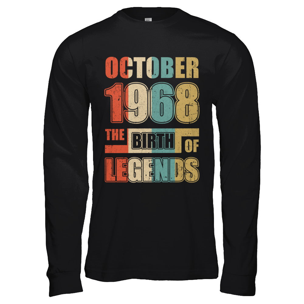 Vintage Retro October 1968 Birth Of Legends 54th Birthday T-Shirt & Hoodie | Teecentury.com