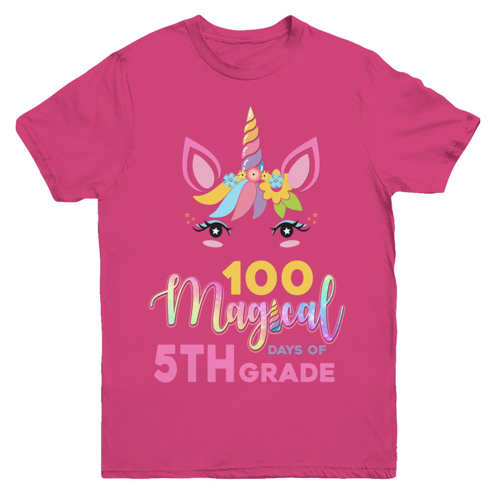 100 Magical Days Of 5Th Grade School Unicorn Girl Gift Youth Youth Shirt | Teecentury.com