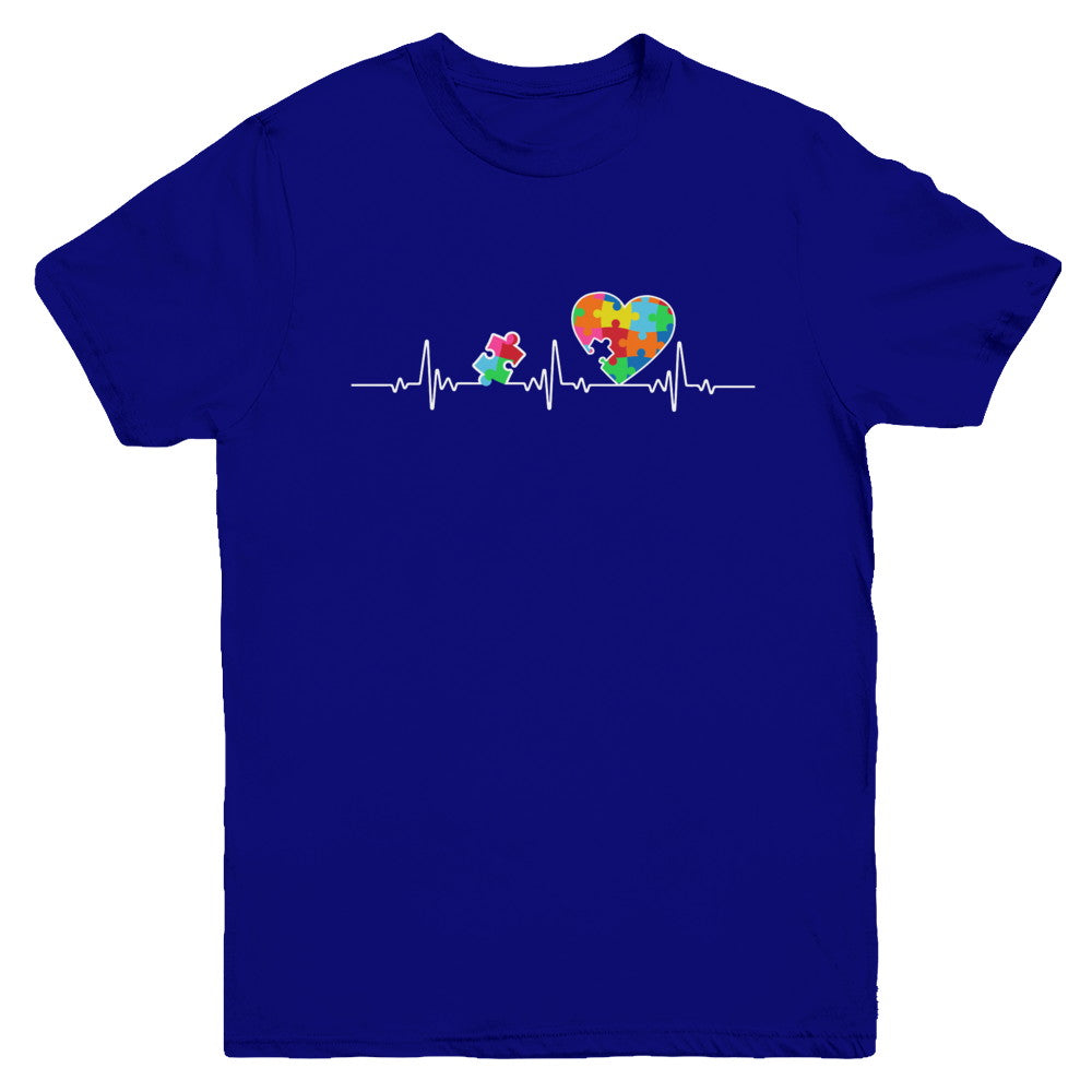 Autism Puzzle Heartbeat Autism Awareness Youth Youth Shirt | Teecentury.com