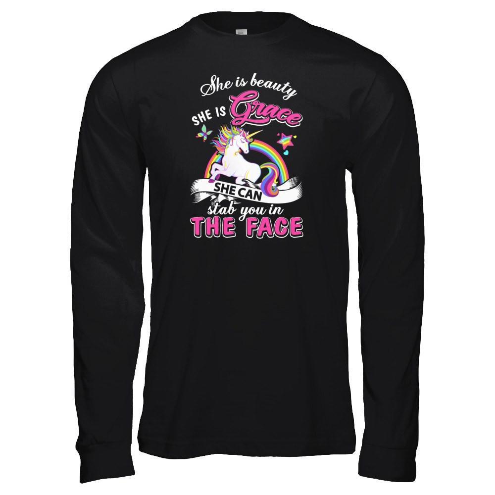 She Is Beauty She Is Grace She Can Stab In The Face T-Shirt & Tank Top | Teecentury.com