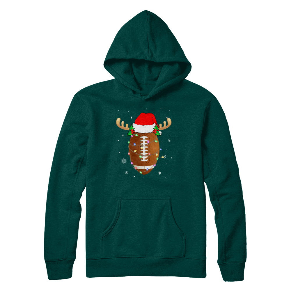 Santa Hat Football Reindeer Christmas Gifts T-Shirt & Sweatshirt | Teecentury.com
