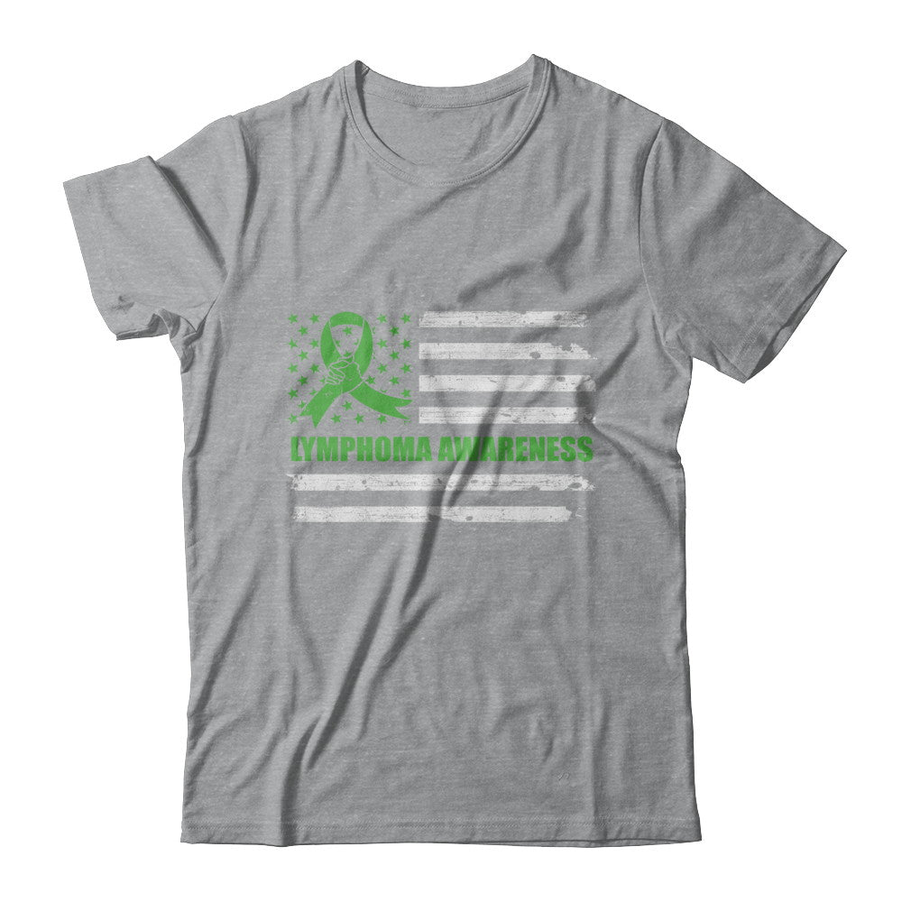Green Ribbon Lymphoma Awareness US Flag T-Shirt & Hoodie | Teecentury.com