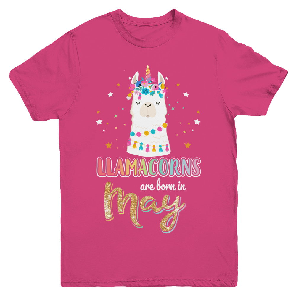Llama Unicorn Llamacorns Born In May Birthday Gift Youth Youth Shirt | Teecentury.com