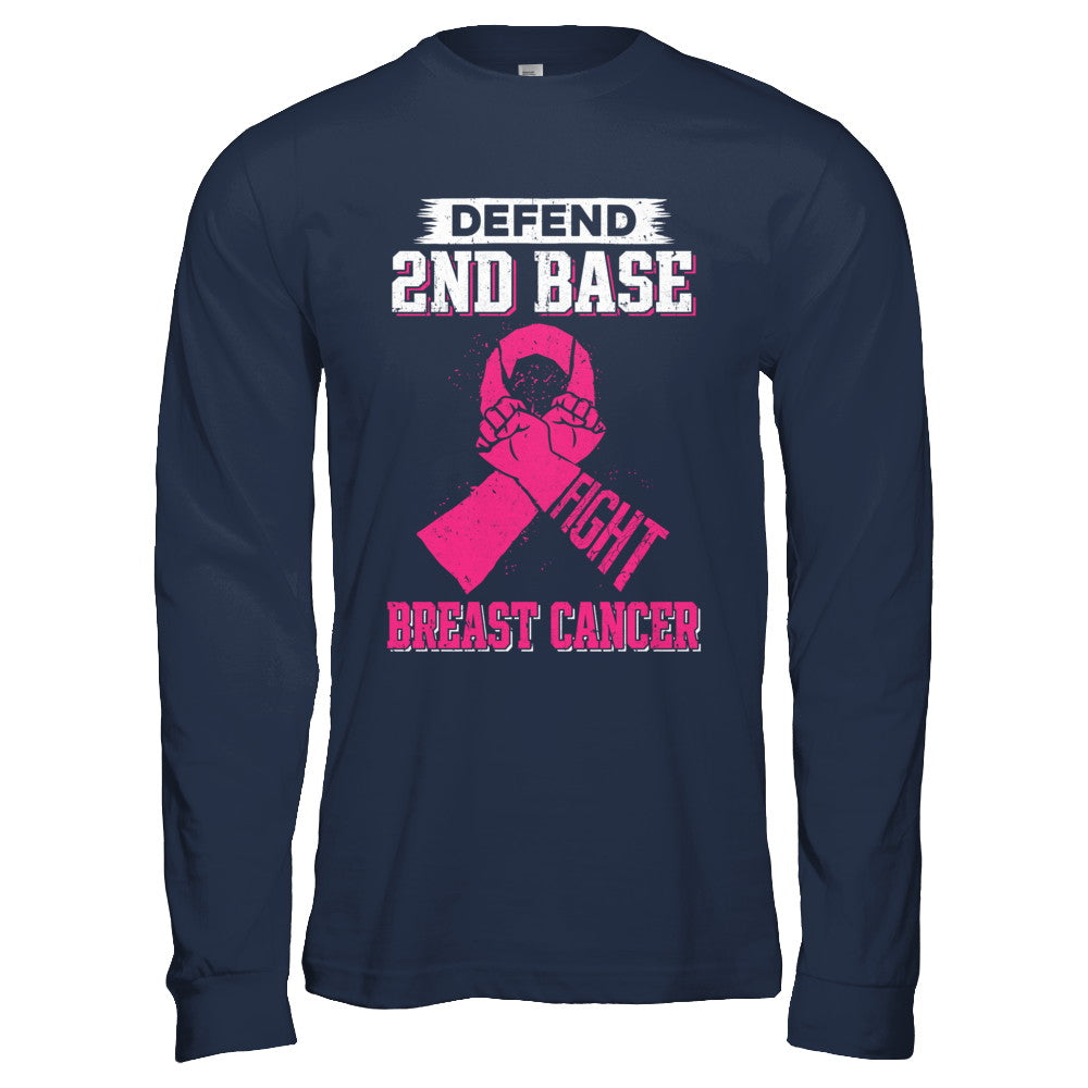 Defend 2nd Base Fight Breast Cancer Awareness T-Shirt & Hoodie | Teecentury.com