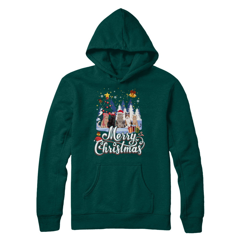 Merry Christmas Cat Women Girls Christmas Gift T-Shirt & Sweatshirt | Teecentury.com