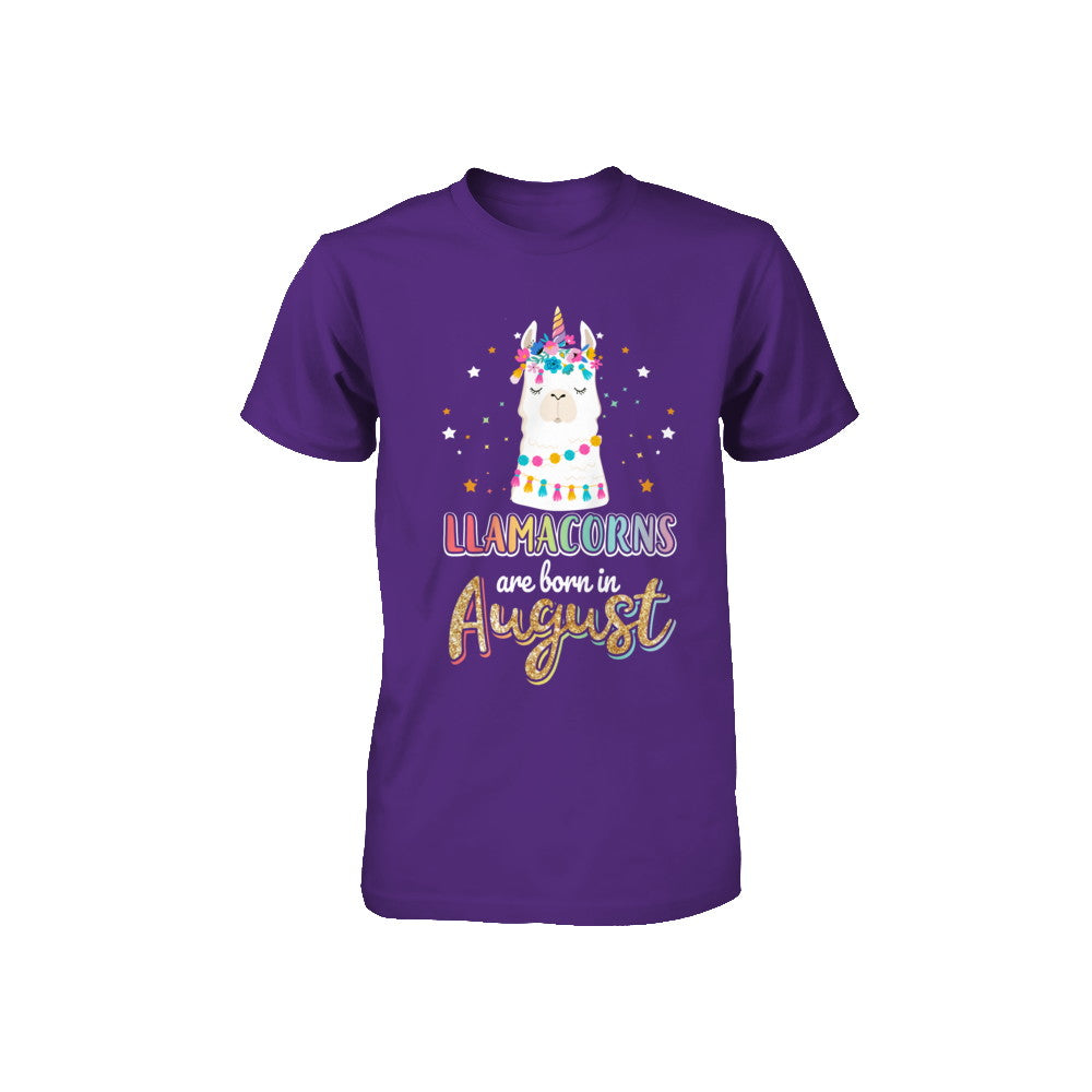 Llama Unicorn Llamacorns Born In August Birthday Gift Youth Youth Shirt | Teecentury.com