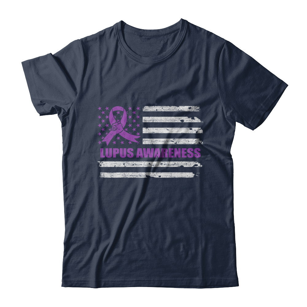 Purple Ribbon Lupus Awareness US Flag T-Shirt & Hoodie | Teecentury.com
