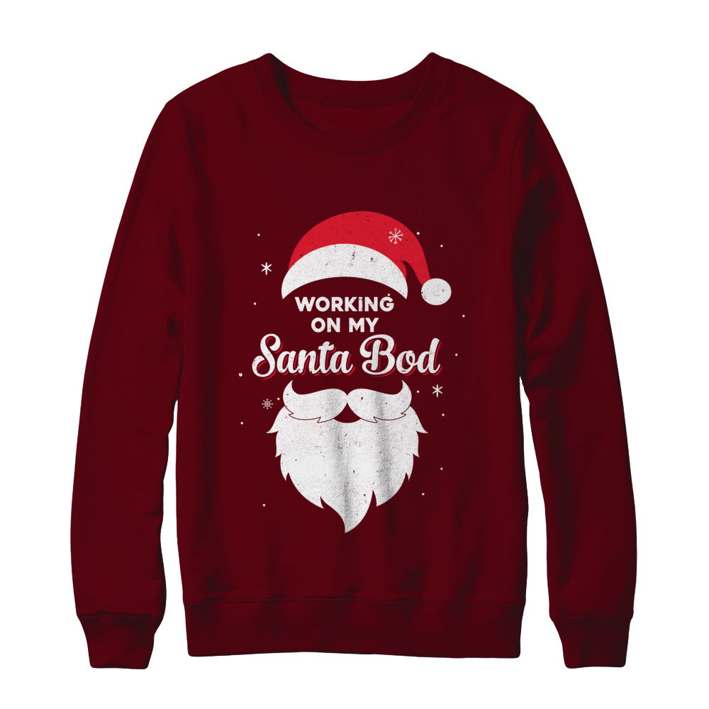 Working On My Santa Bod Pajamas Dad Papa Christmas T-Shirt & Sweatshirt | Teecentury.com