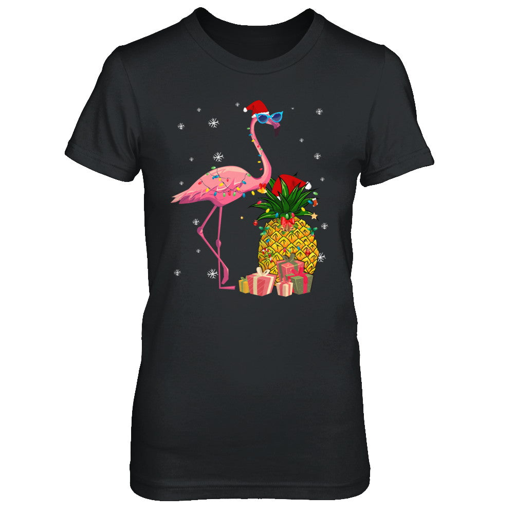 Santa Flamingo Hawaiian Pineapple Christmas Gifts T-Shirt & Sweatshirt | Teecentury.com