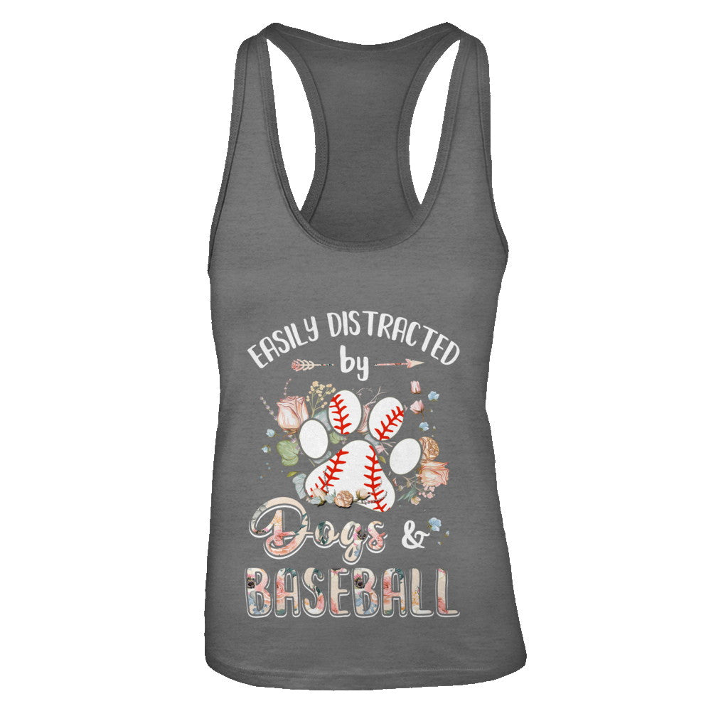 Easily Distracted By Dogs And Baseball T-Shirt & Tank Top | Teecentury.com