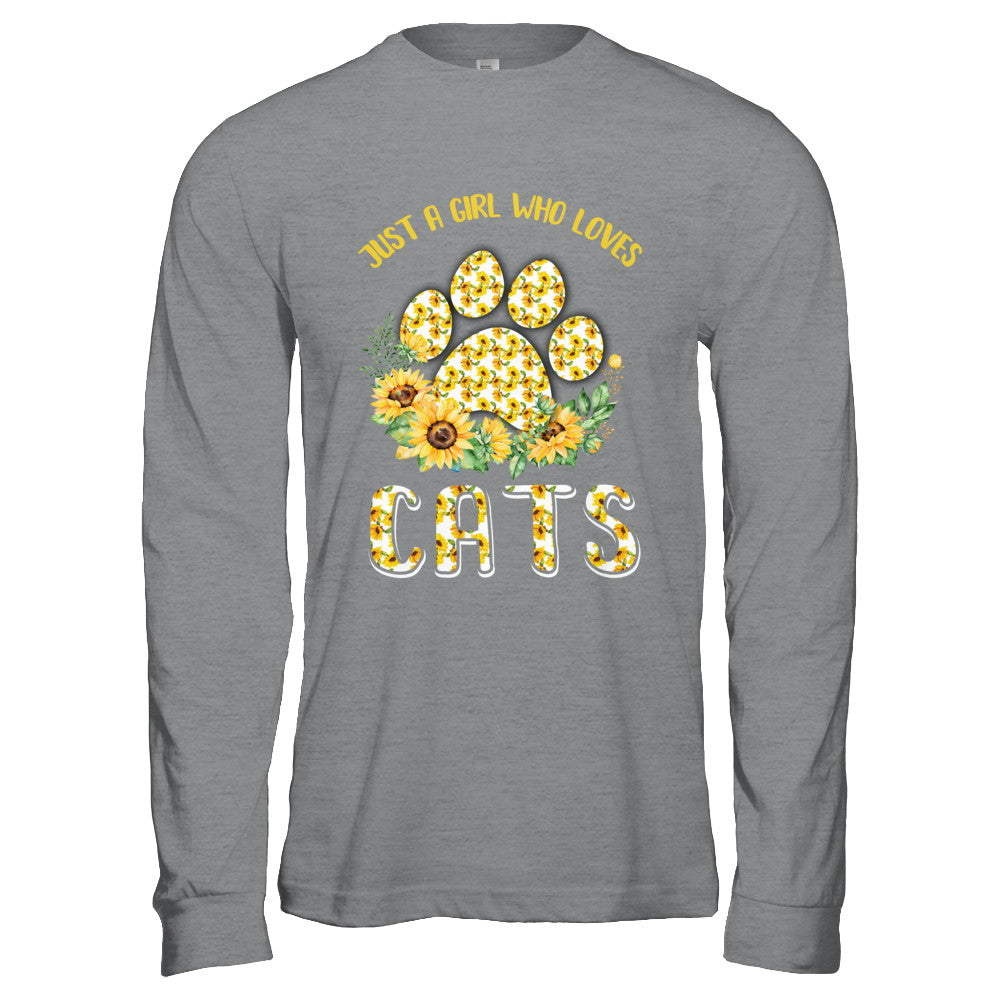 Just A Girl Who Loves Cats And Sunflowers T-Shirt & Hoodie | Teecentury.com