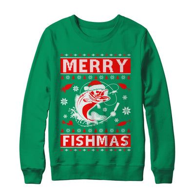 Merry Fishmas Fishing Fish Christmas Sweater T-Shirt & Sweatshirt | Teecentury.com