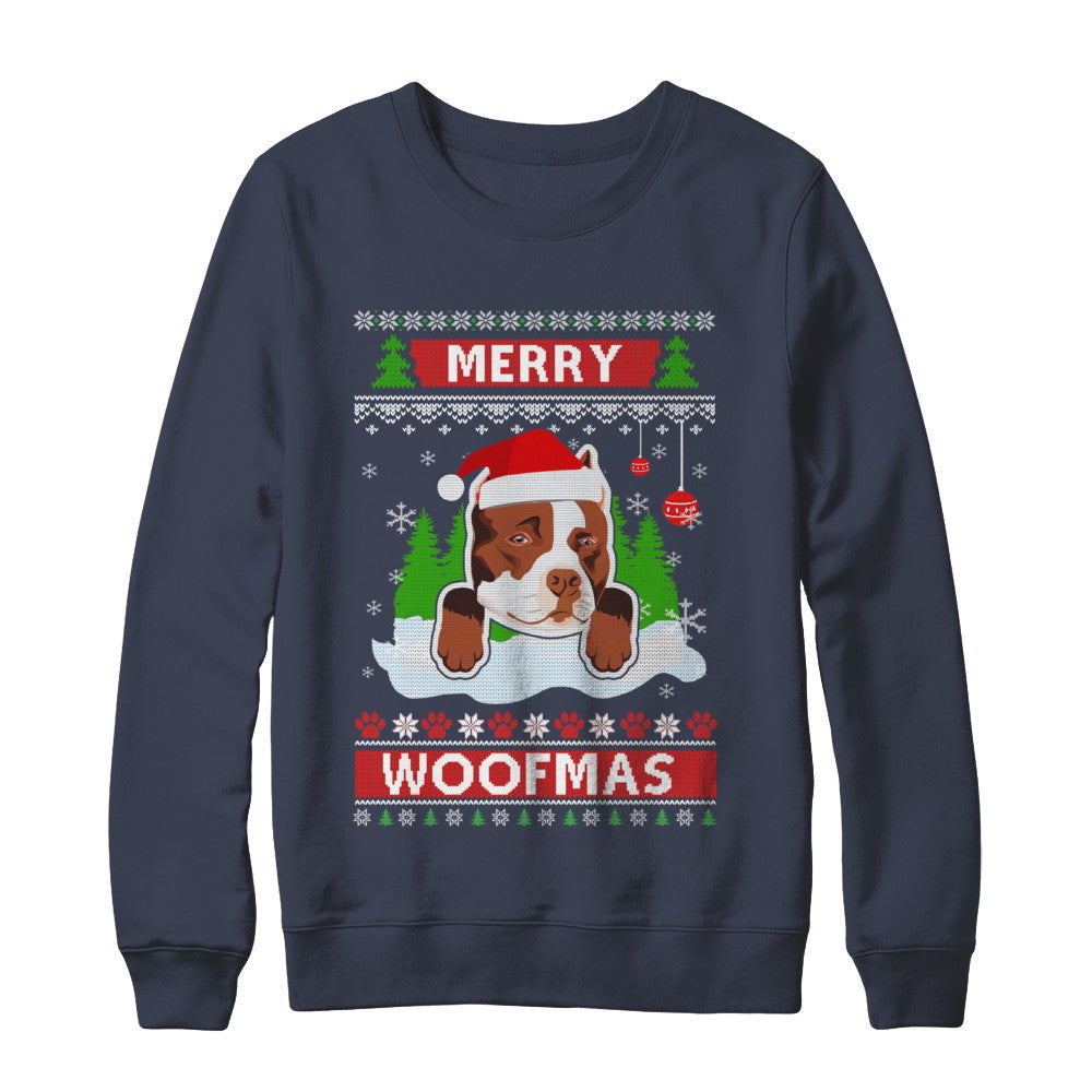 Pitbull Merry Woofmas Ugly Christmas Sweater T-Shirt & Sweatshirt | Teecentury.com
