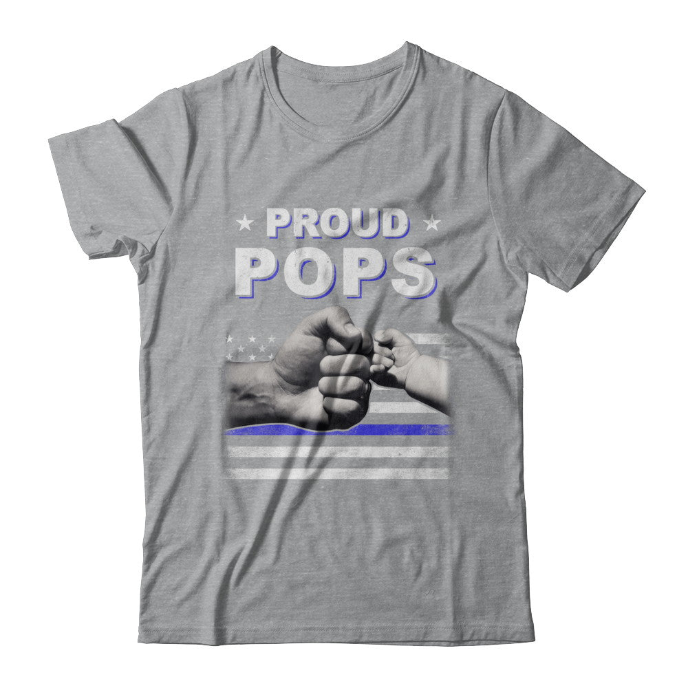 Proud Pops Police Thin Blue Line Flag Fathers Day T-Shirt & Hoodie | Teecentury.com