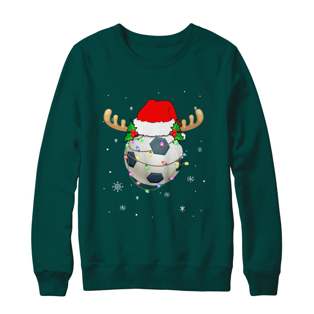 Santa Hat Soccer Reindeer Christmas Gifts T-Shirt & Sweatshirt | Teecentury.com