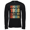 Vintage Retro August 1958 Birth Of Legends 64th Birthday T-Shirt & Hoodie | Teecentury.com