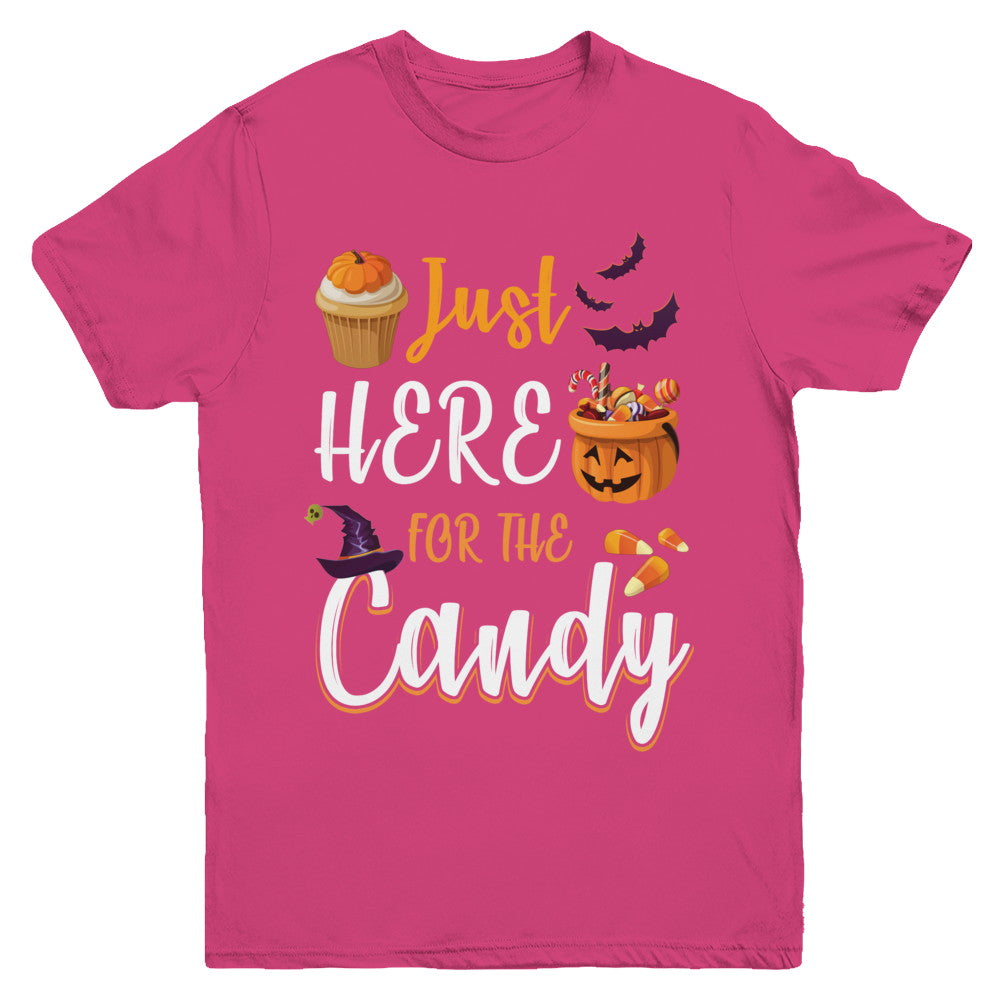 Just Here For The Candy Funny Halloween Kids Boy Girl Youth Youth Shirt | Teecentury.com