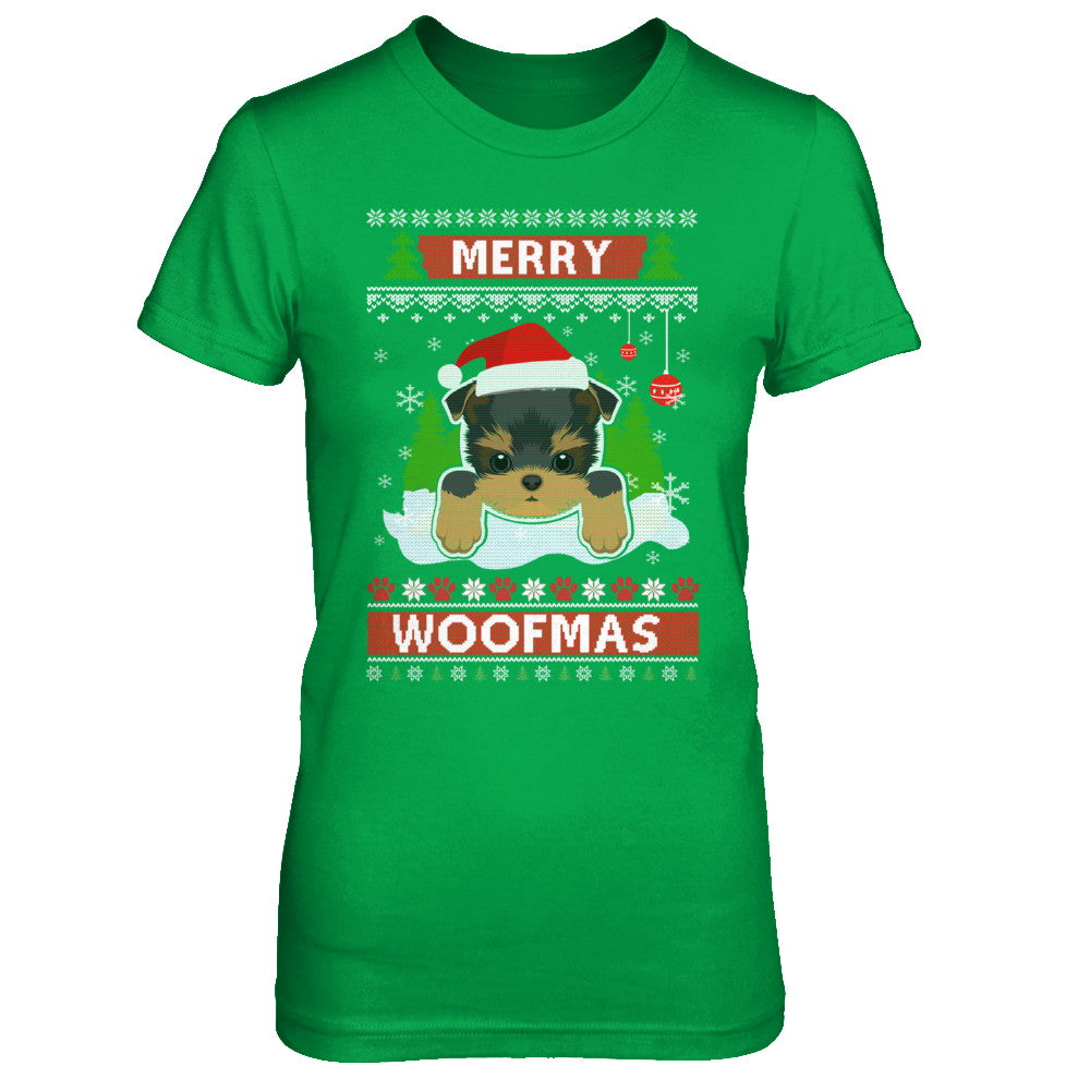 Yorkie Merry Woofmas Ugly Christmas Sweater T-Shirt & Sweatshirt | Teecentury.com
