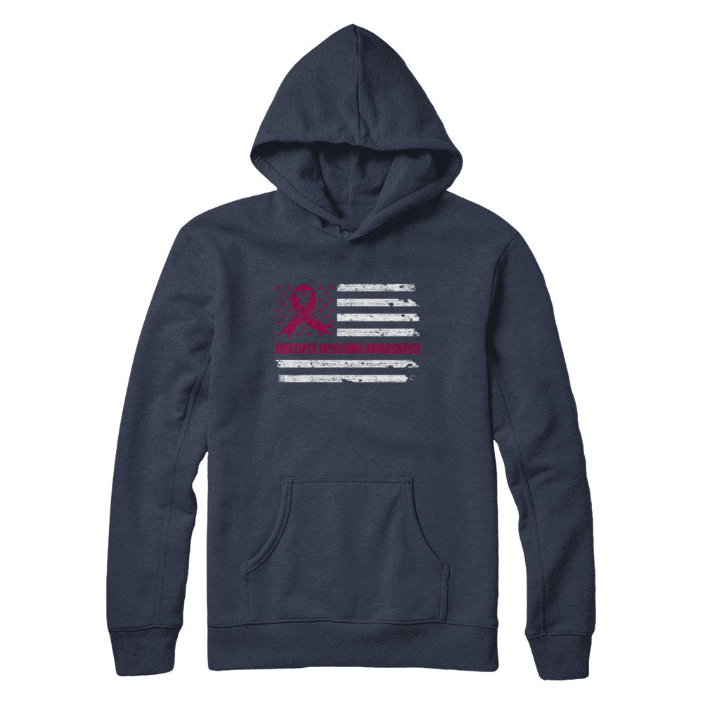 Burgundy Ribbon Multiple Myeloma Awareness US Flag T-Shirt & Hoodie | Teecentury.com