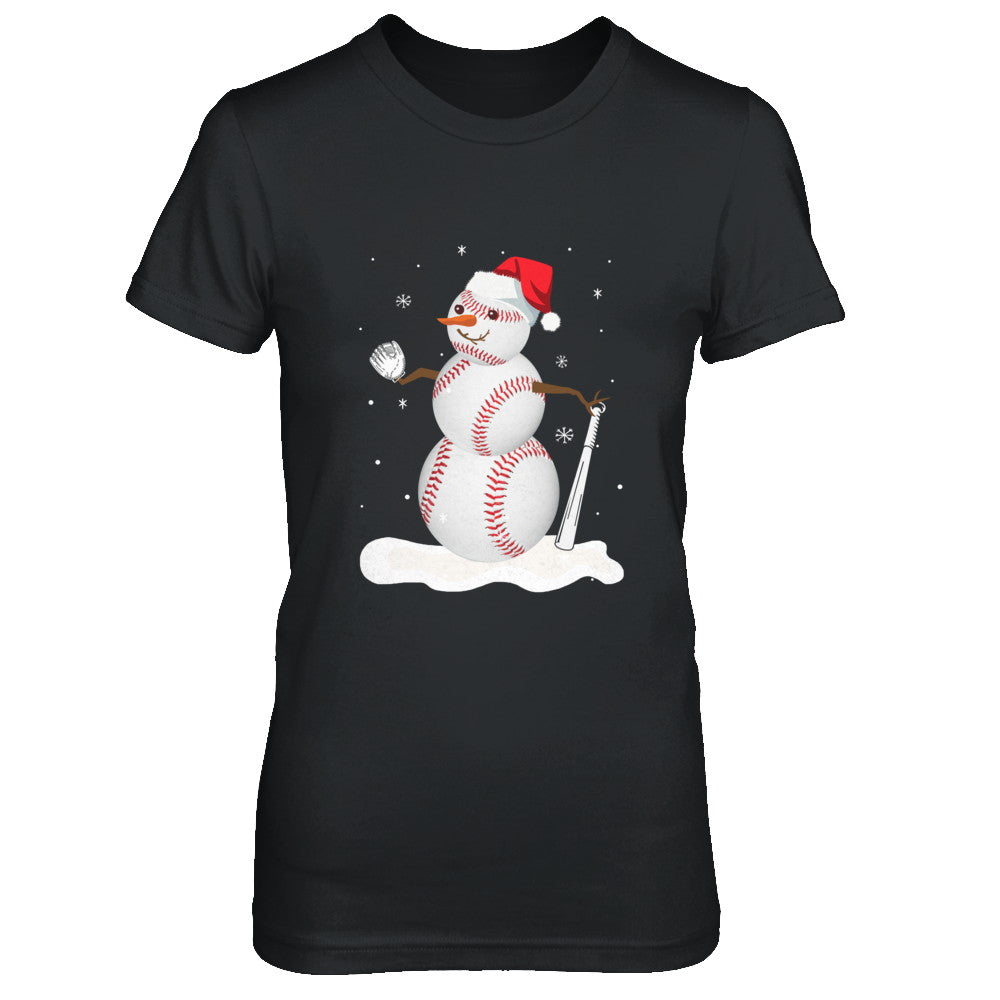 Christmas Baseball Snowman Christmas T-Shirt & Sweatshirt | Teecentury.com