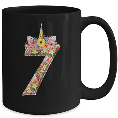 7th Birthday Girl 7 Years Old Awesome Unicorn Flower Mug Coffee Mug | Teecentury.com