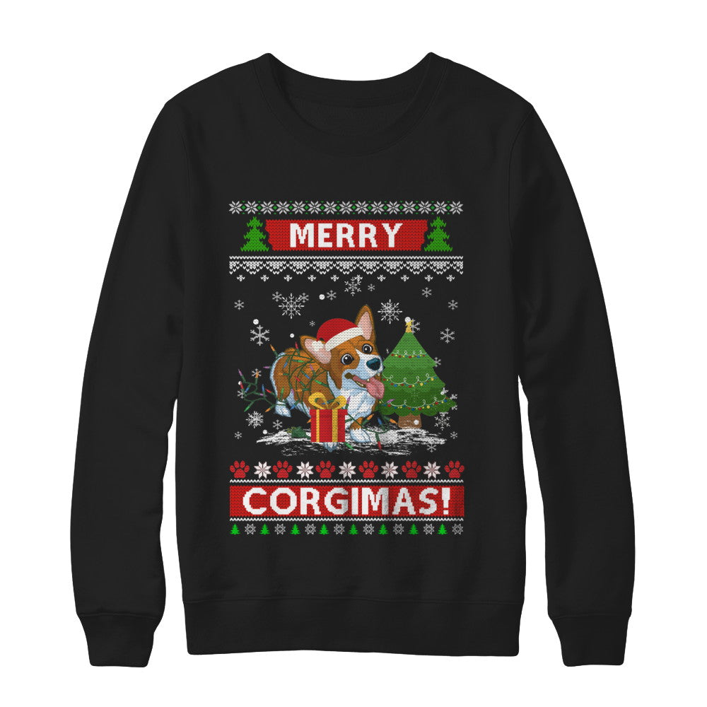Funny Merry Corgmas Santa Corgi Ugly Christmas Sweater T-Shirt & Sweatshirt | Teecentury.com